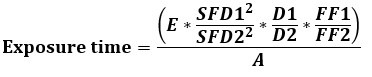 Exposure time calculation formula displayed
