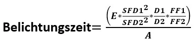 Exposure time calculation formula diagram