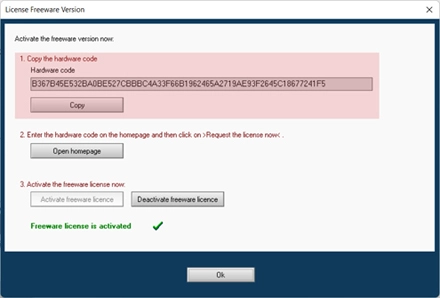 Software license activation instructions displayed