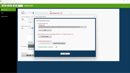 Software interface with license activation options