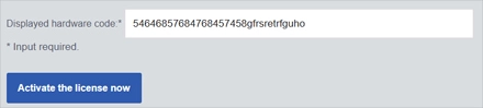 License activation prompt with code